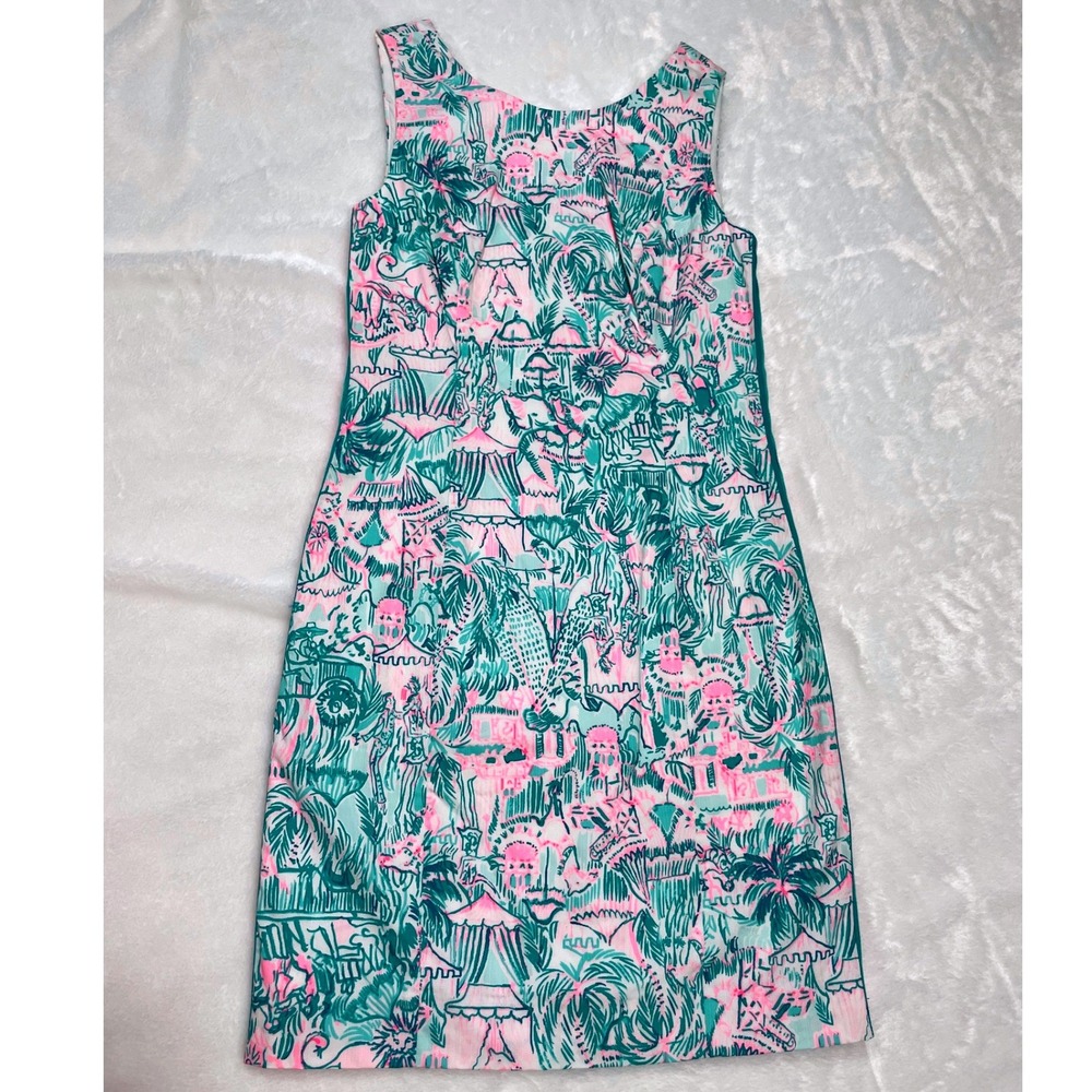 Lilly Pulitzer Mila Shift Dress Jungle Utopia Pink Green Sleeveless